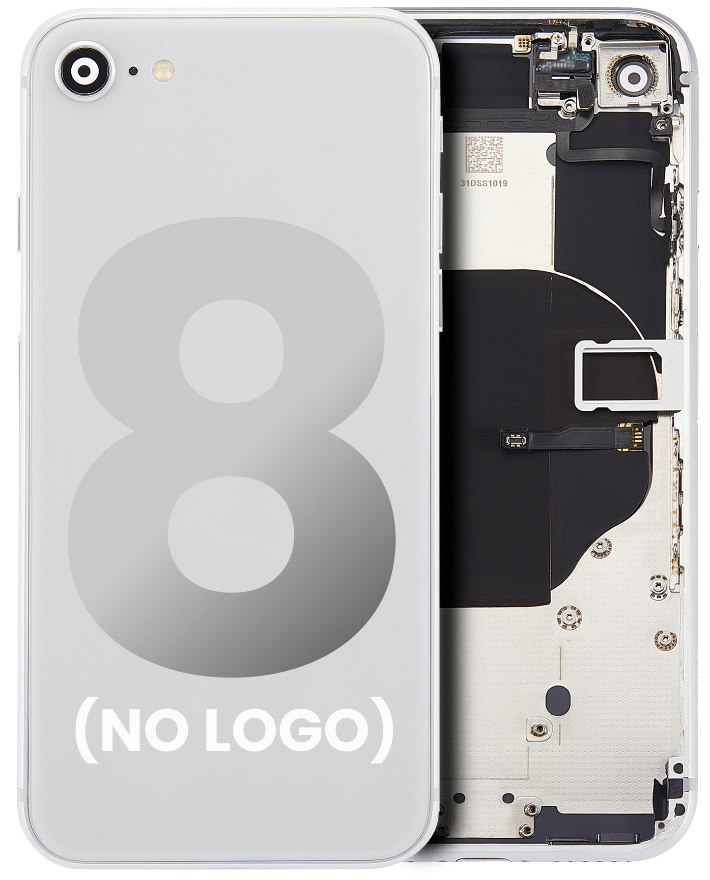 Back Housing W/ Small Components Pre-Installed For iPhone 8 (No Logo) (Aftermarket Plus) (Silver)