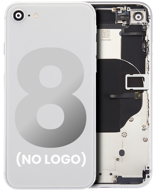 Back Housing W/ Small Components Pre-Installed For iPhone 8 (No Logo) (Aftermarket Plus) (Silver)