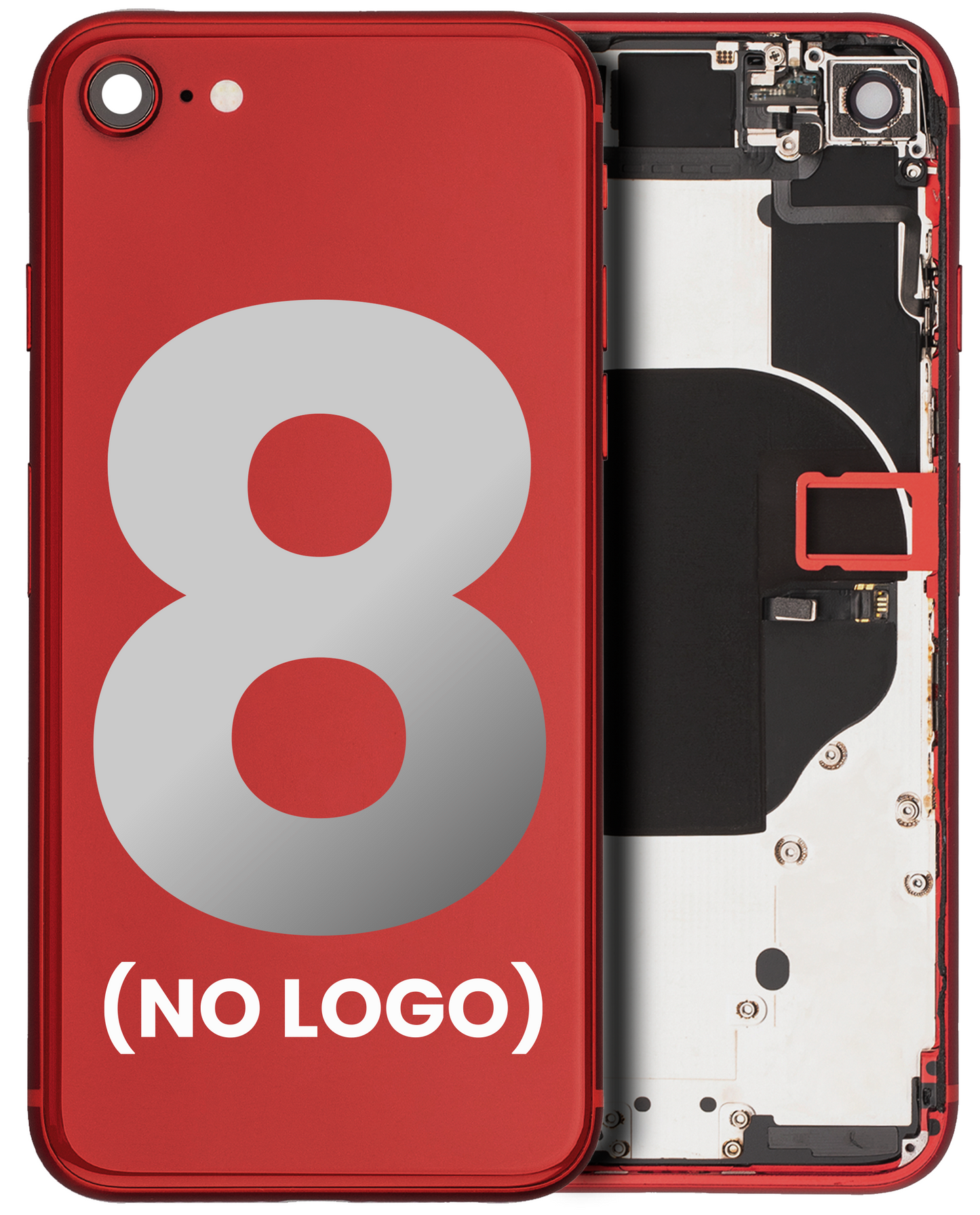 Back Housing W/ Small Components Pre-Installed For iPhone 8 (No Logo) (Aftermarket Plus) (Red)