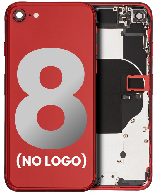 Back Housing W/ Small Components Pre-Installed For iPhone 8 (No Logo) (Aftermarket Plus) (Red)