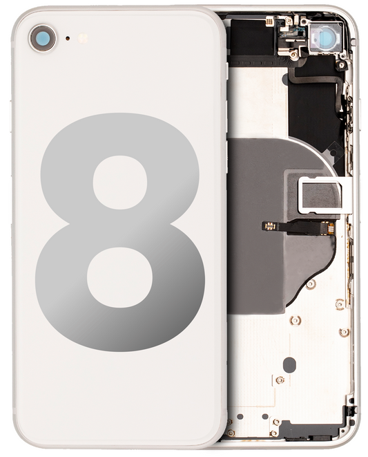 Back Housing W/ Small Parts For iPhone 8 (Used OEM Pull: Grade B) (Silver)