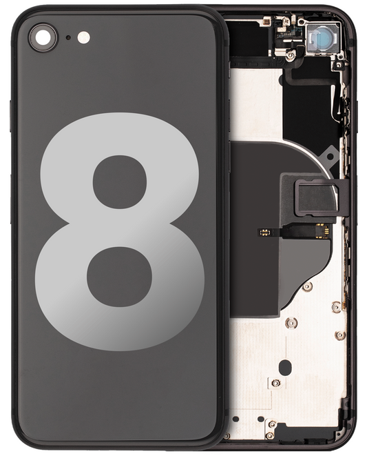 Back Housing W/ Small Parts For iPhone 8 (Used OEM Pull: Grade C) (Space Gray)