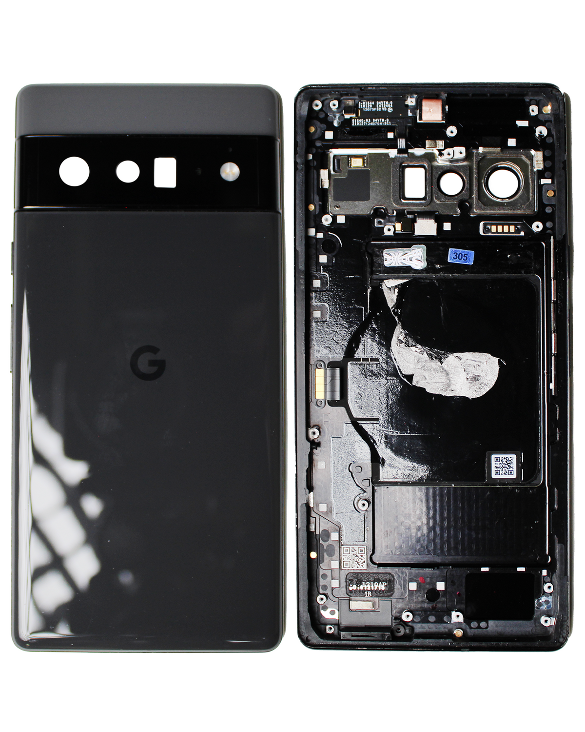 Back Housing For Google Pixel 6 Pro (Used OEM Pull: Grade B/C) (Stormy Black) - phone repair part close-up