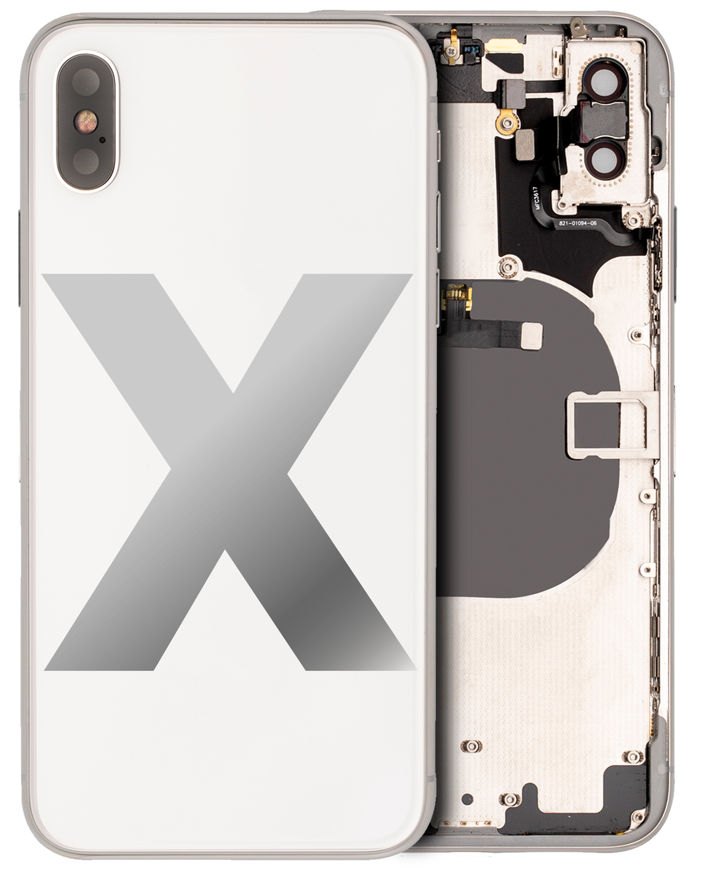 Back Housing W/ Small Components Pre-Installed For iPhone X (Used OEM Pull: Grade B) (Silver)