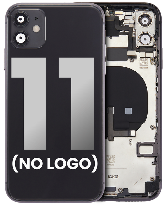 Back Housing W/ Small Components Pre-Installed For iPhone 11 (No Logo) (Aftermarket Plus) (Black)