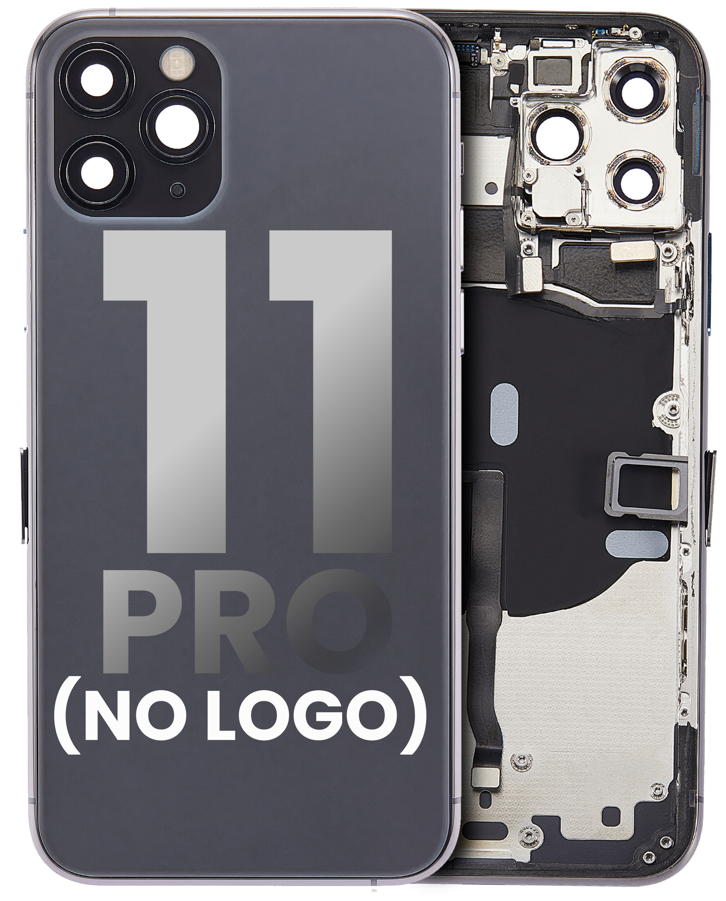 Back Housing W/ Small Components Pre-Installed For iPhone 11 Pro (No Logo) (Aftermarket Plus) (Space Gray)