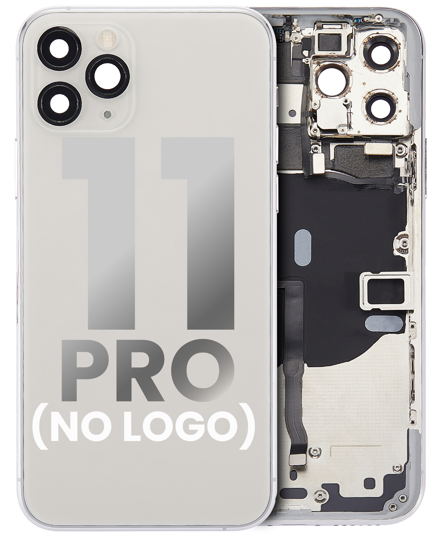 Back Housing W/ Small Components Pre-Installed For iPhone 11 Pro (No Logo) (Aftermarket Plus) (Silver)