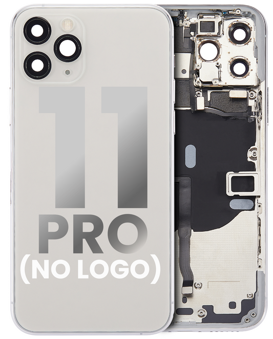 Back Housing W/ Small Components Pre-Installed For iPhone 11 Pro (No Logo) (Aftermarket Plus) (Silver)