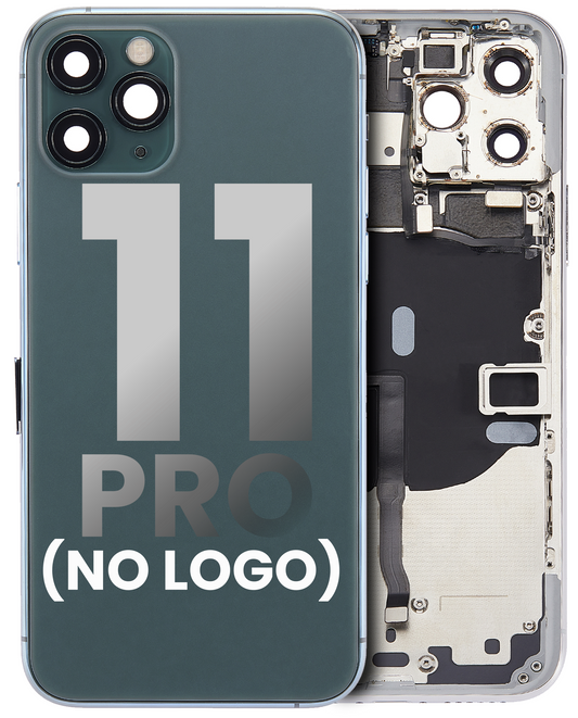 Back Housing W/ Small Components Pre-Installed For iPhone 11 Pro (No Logo) (Aftermarket Plus) (Midnight Green)