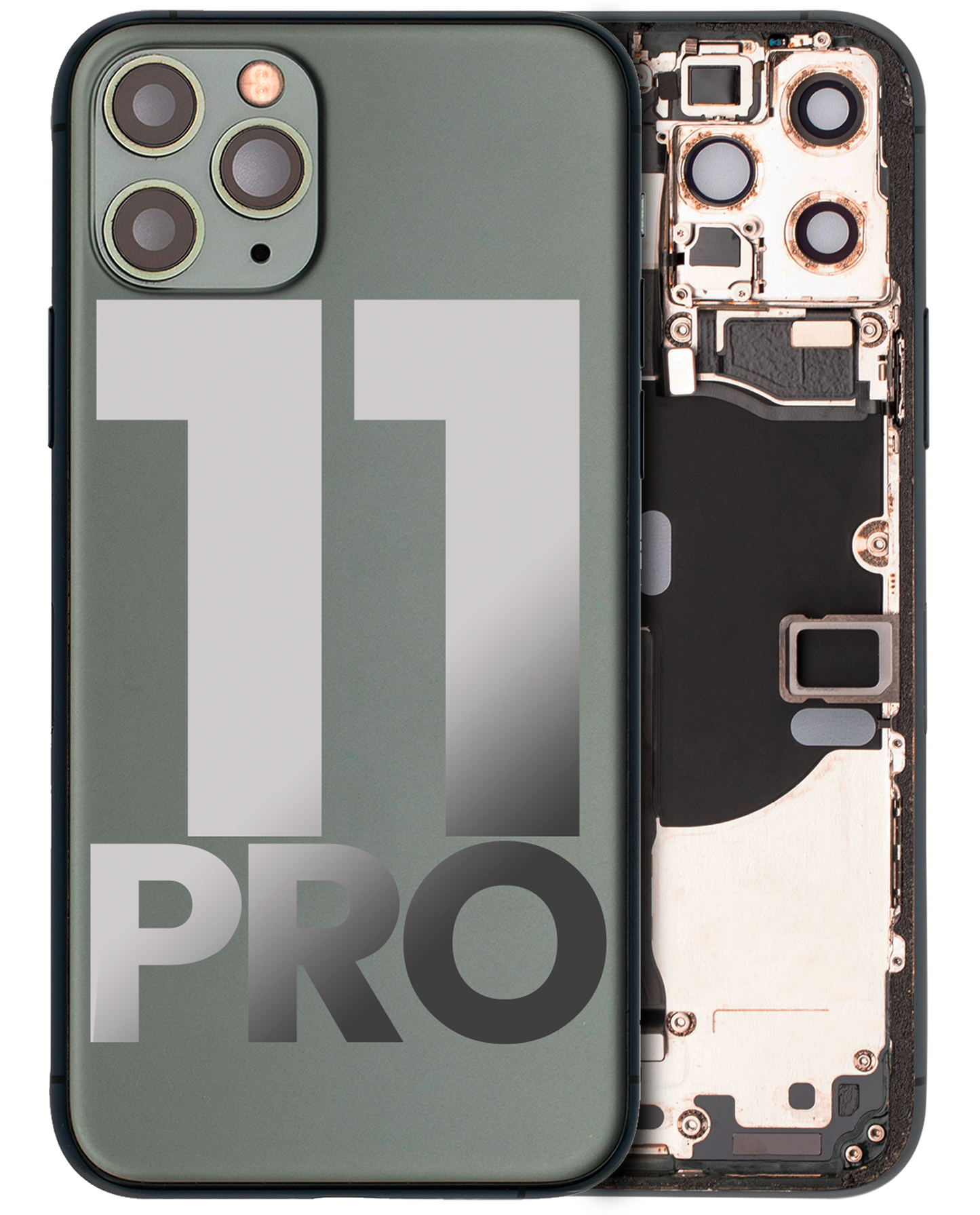 Back Housing W/ Small Components Pre-Installed For iPhone 11 Pro (Used OEM Pull: Grade C) (Matte Midnight Green)
