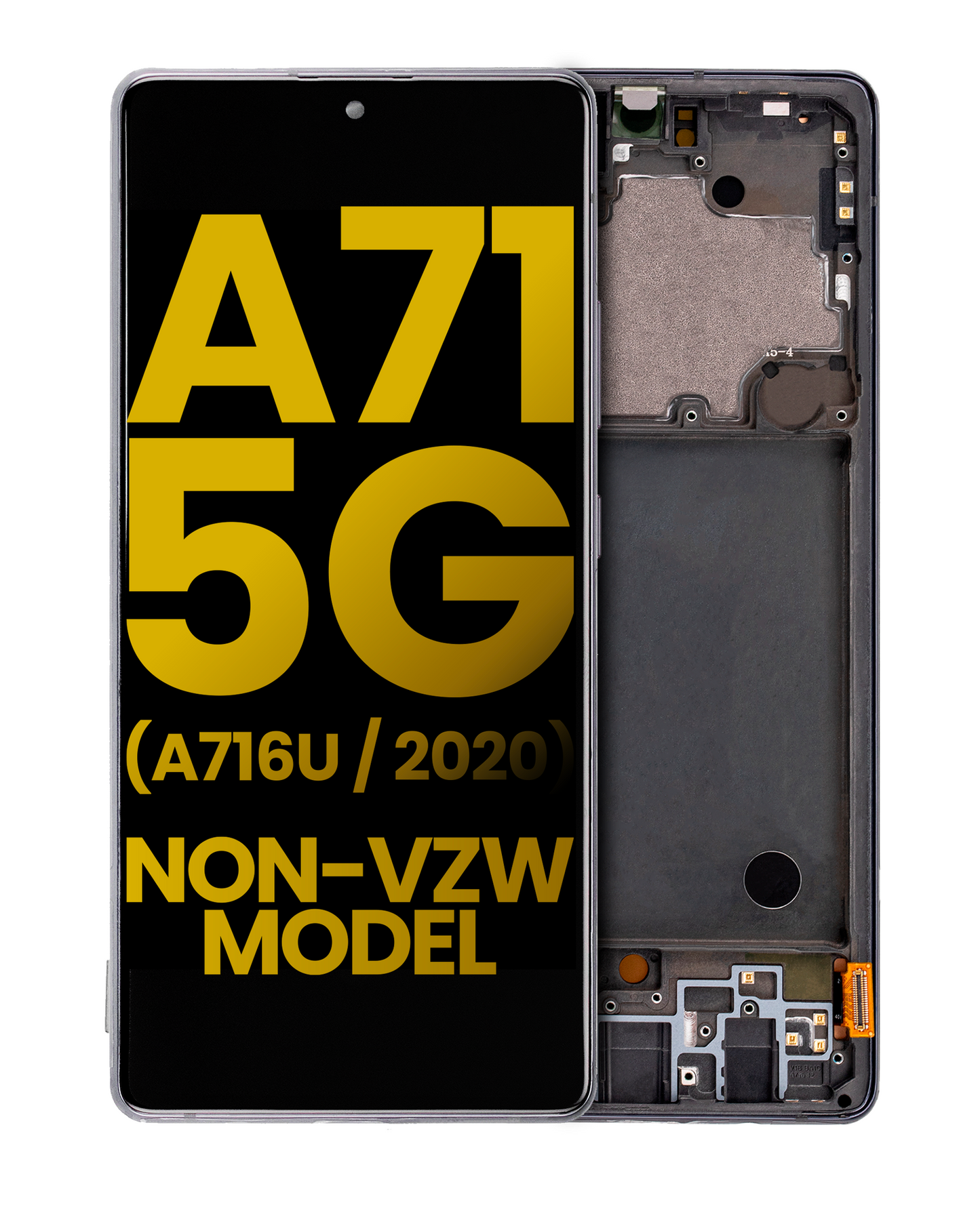 OLED Assembly With Frame For Samsung Galaxy A71 5G (A716U / 2020) (Refurbished) (Prism Cube Black)