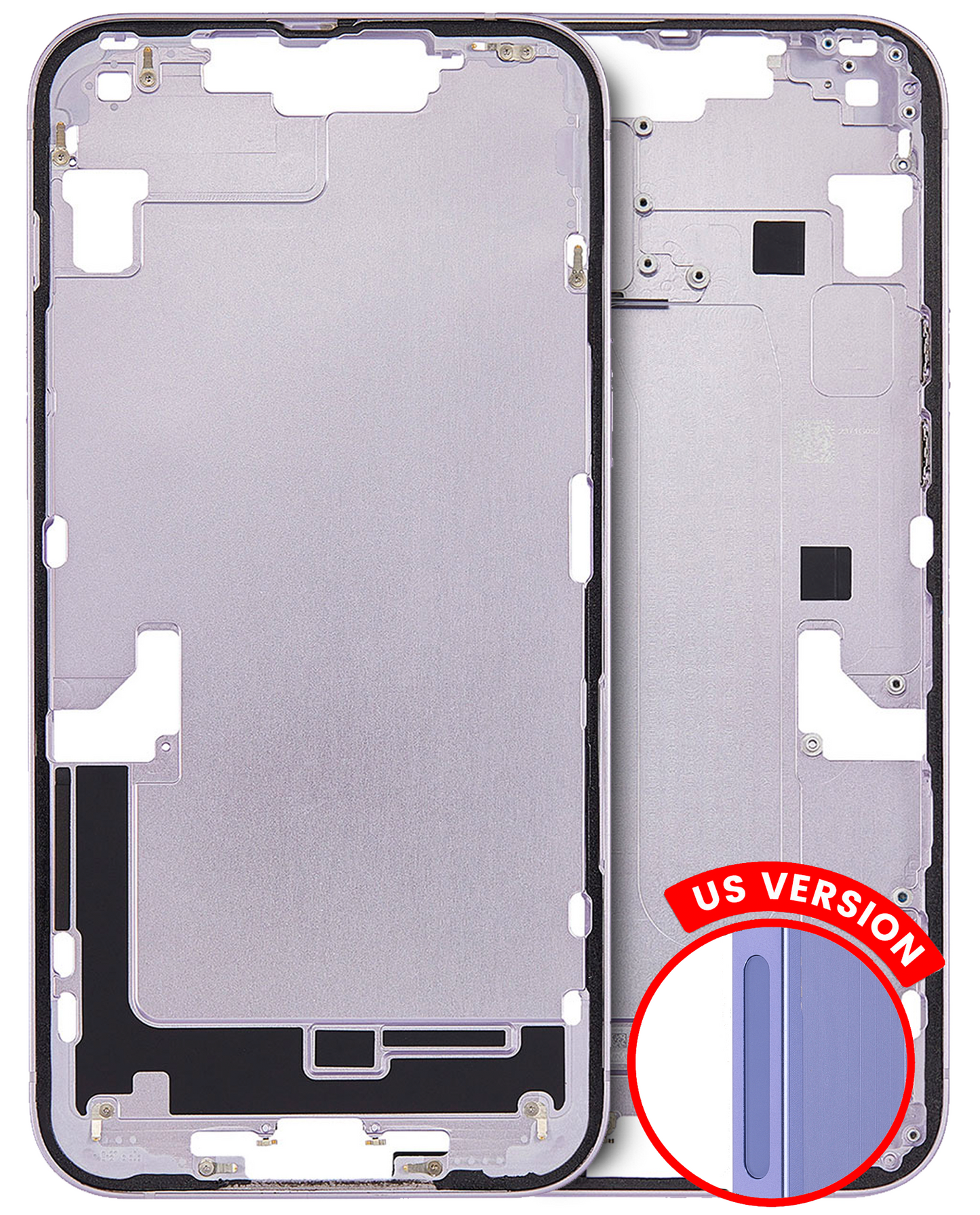 Mid-Frame Housing W/ Small Parts For iPhone 14 Plus (US Version) (Used OEM Pull: Grade A) (Purple)