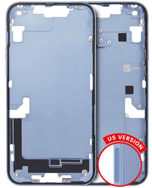 Mid-Frame Housing W/ Small Parts For iPhone 14 Plus (US Version) (Used OEM Pull: Grade A) (Blue)
