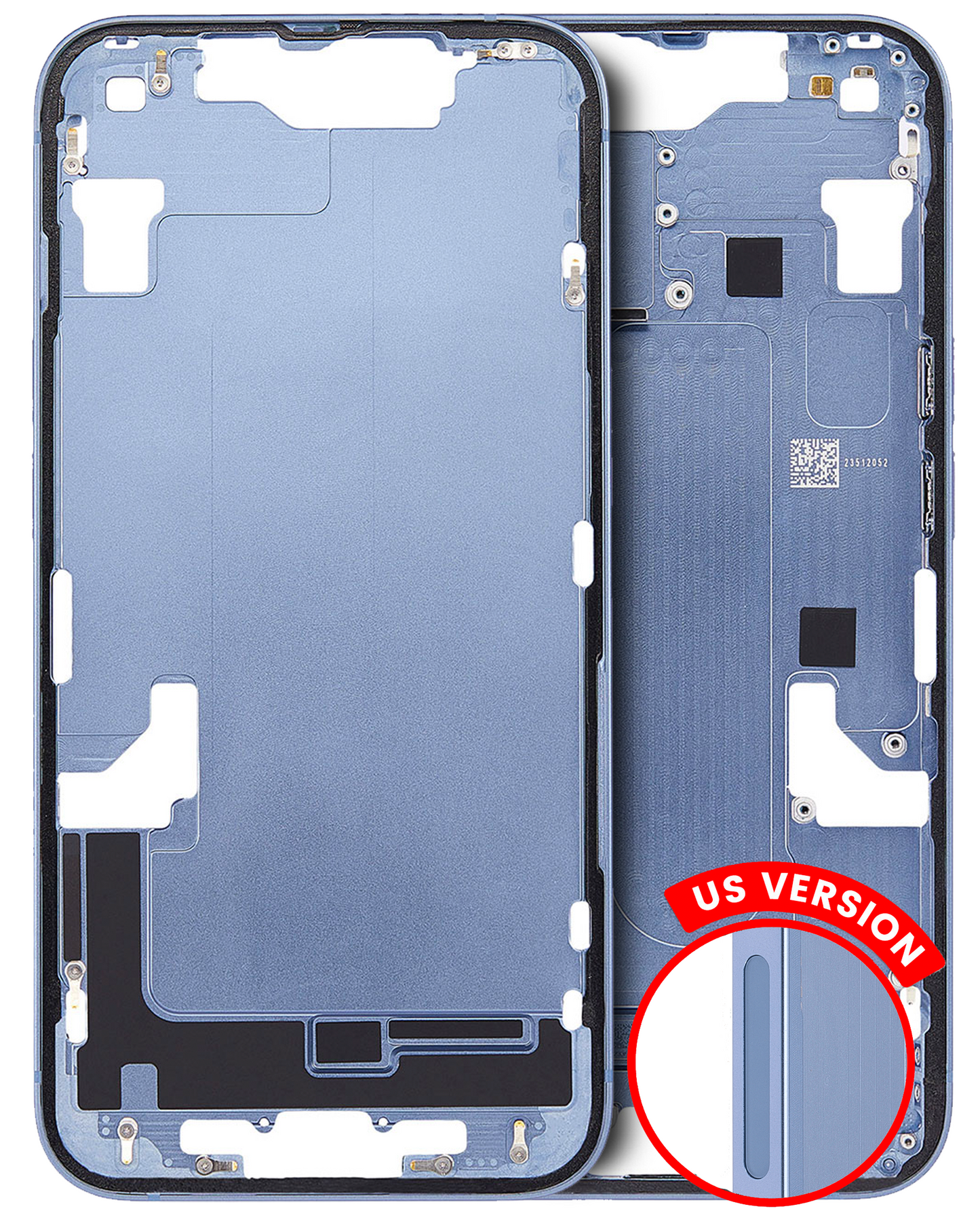 Mid-Frame Housing W/ Small Parts For iPhone 14 (US Version) (Used OEM Pull: Grade A) (Blue)