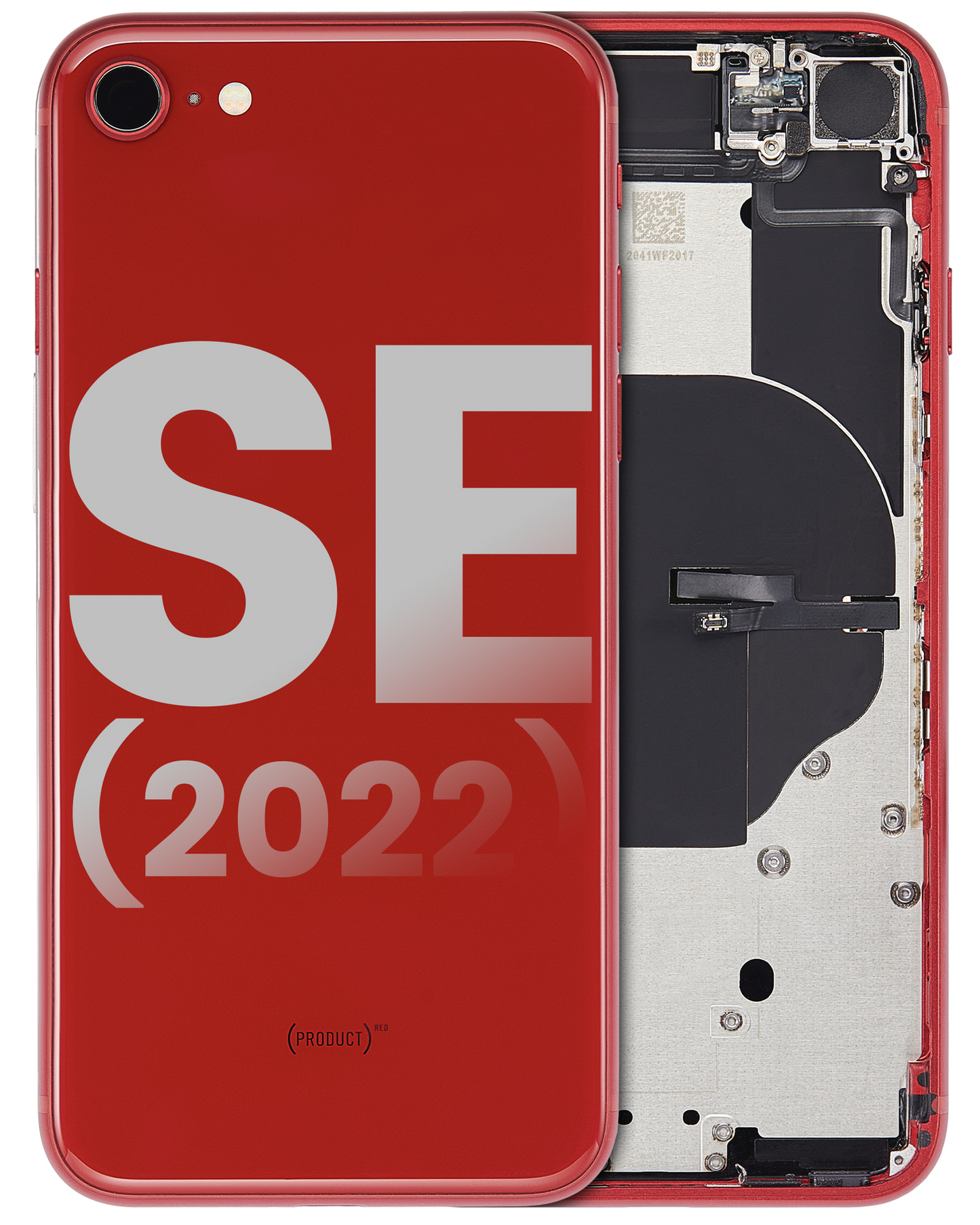 Back Housing W/ Small Components Pre-Installed For iPhone SE (2022) (Used OEM Pull: Grade B) (Red)