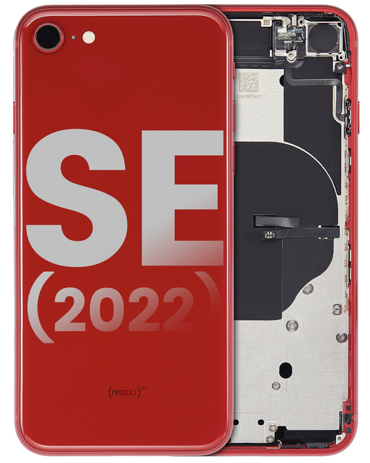 Back Housing W/ Small Components Pre-Installed For iPhone SE (2022) (Used OEM Pull: Grade B) (Red)