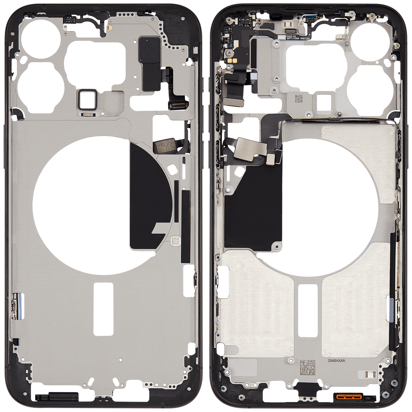 Mid-Frame Housing W/ Small Parts For iPhone 15 Pro Max (US Version) (Used OEM Pull: Grade A) (Black Titanium)