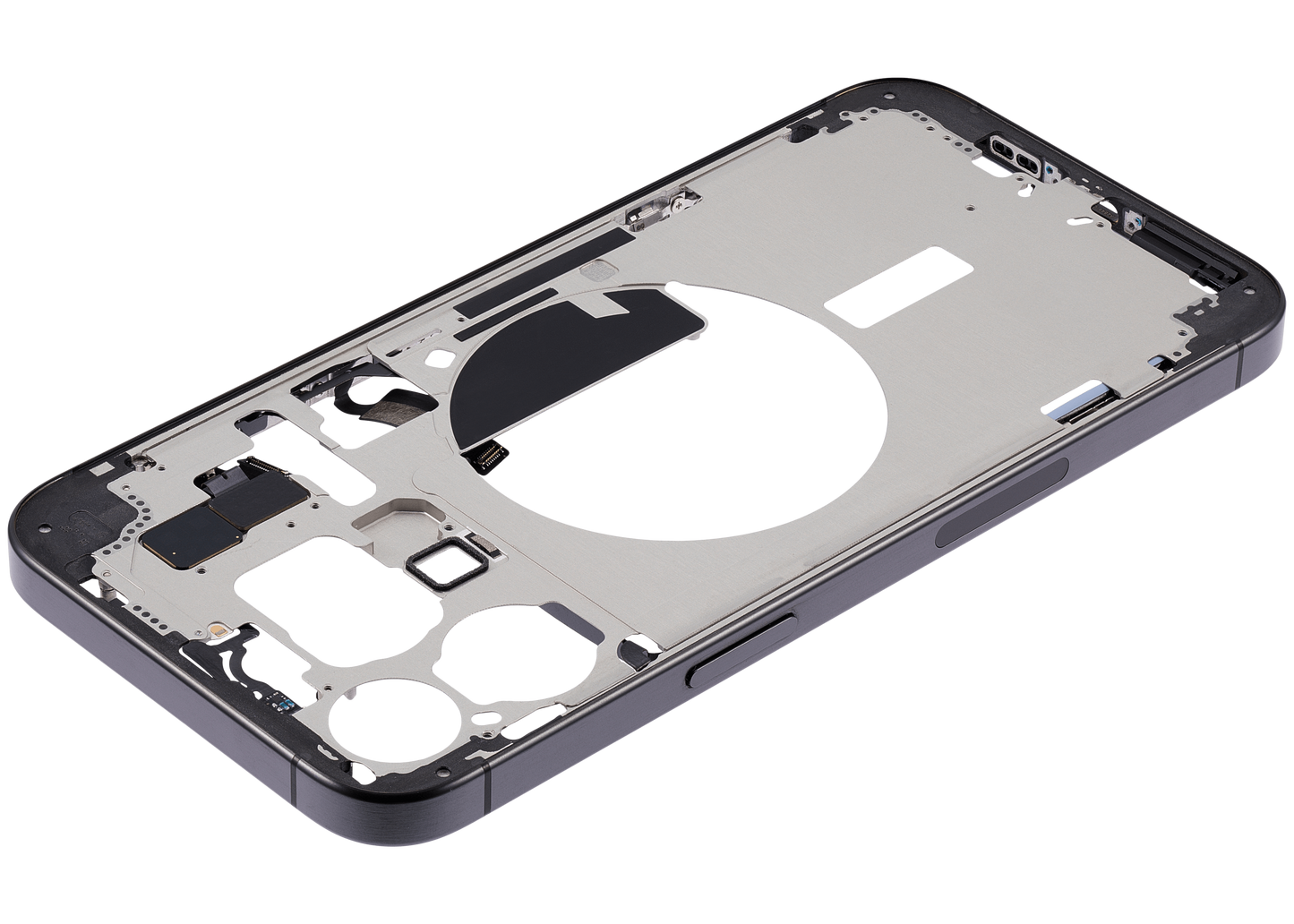 Mid-Frame Housing W/ Small Parts For iPhone 15 Pro Max (US Version) (Used OEM Pull: Grade A) (Black Titanium)