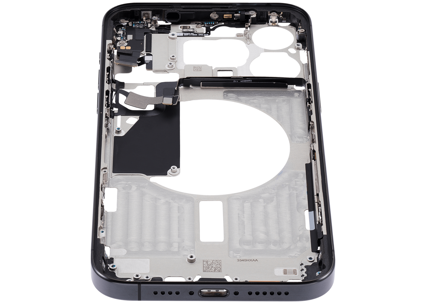Mid-Frame Housing W/ Small Parts For iPhone 15 Pro Max (US Version) (Used OEM Pull: Grade A) (Black Titanium)