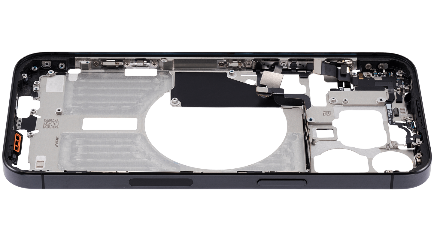 Mid-Frame Housing W/ Small Parts For iPhone 15 Pro Max (US Version) (Used OEM Pull: Grade A) (Black Titanium)