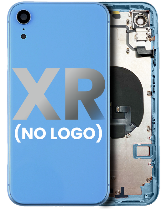 Back Housing W/ Small Components Pre-Installed For iPhone XR (No Logo) (Aftermarket Plus) (Blue)