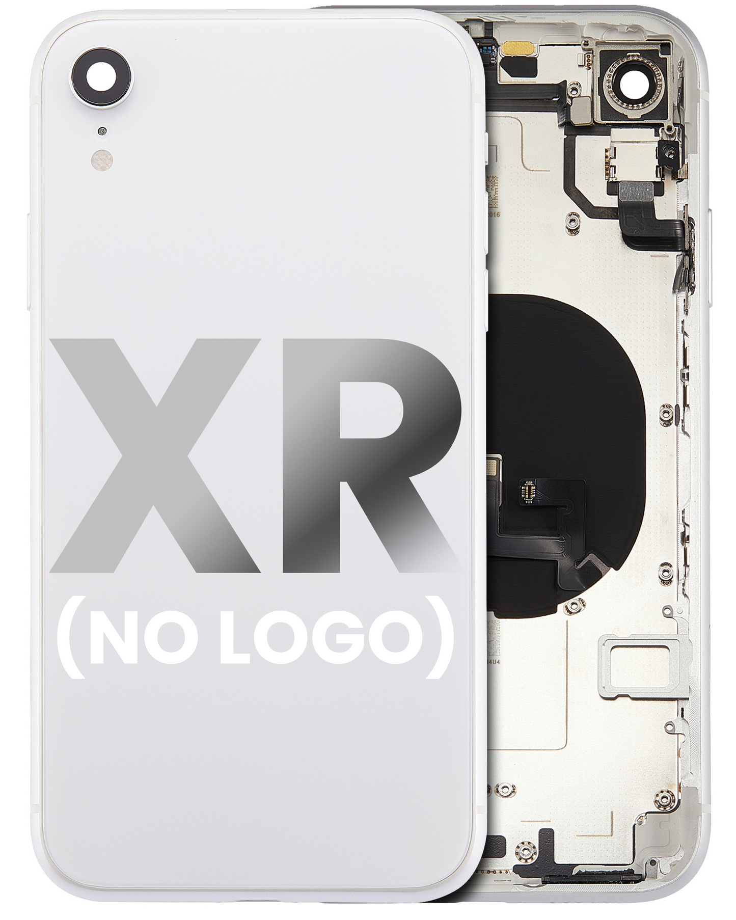 Back Housing W/ Small Components Pre-Installed For iPhone XR (No Logo) (Aftermarket Plus) (Silver)