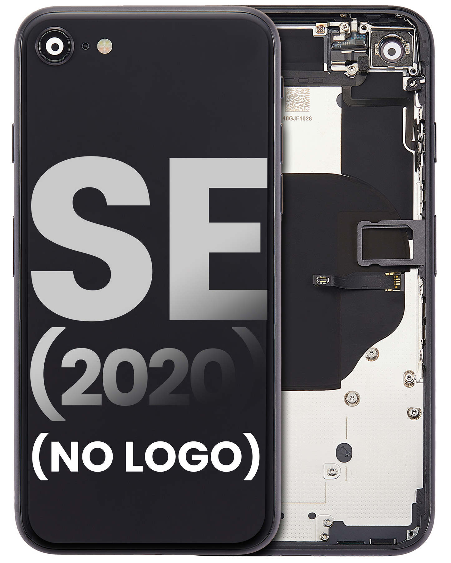 Back Housing W/ Small Components Pre-Installed For iPhone SE (2020) (No Logo) (Aftermarket Plus) (Black)