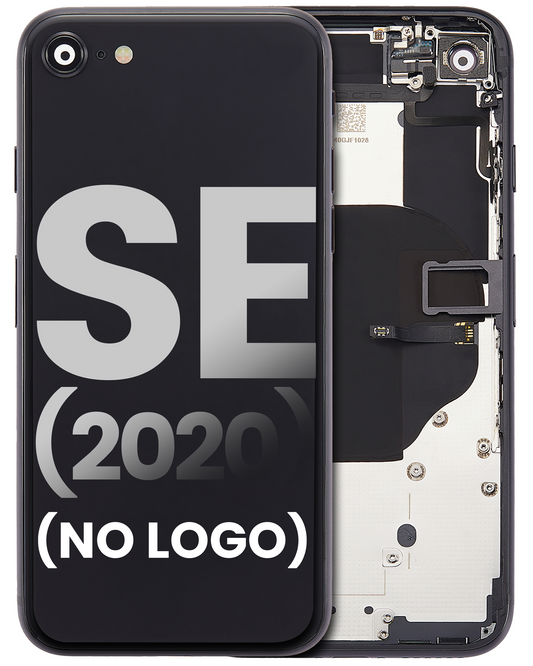 Back Housing W/ Small Components Pre-Installed For iPhone SE (2020) (No Logo) (Aftermarket Plus) (Black)