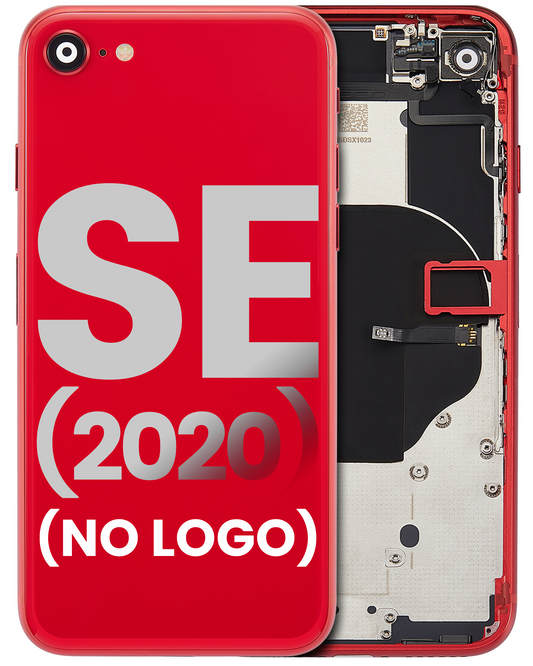 Back Housing W/ Small Components Pre-Installed For iPhone SE (2020) (No Logo) (Aftermarket Plus) (Red)