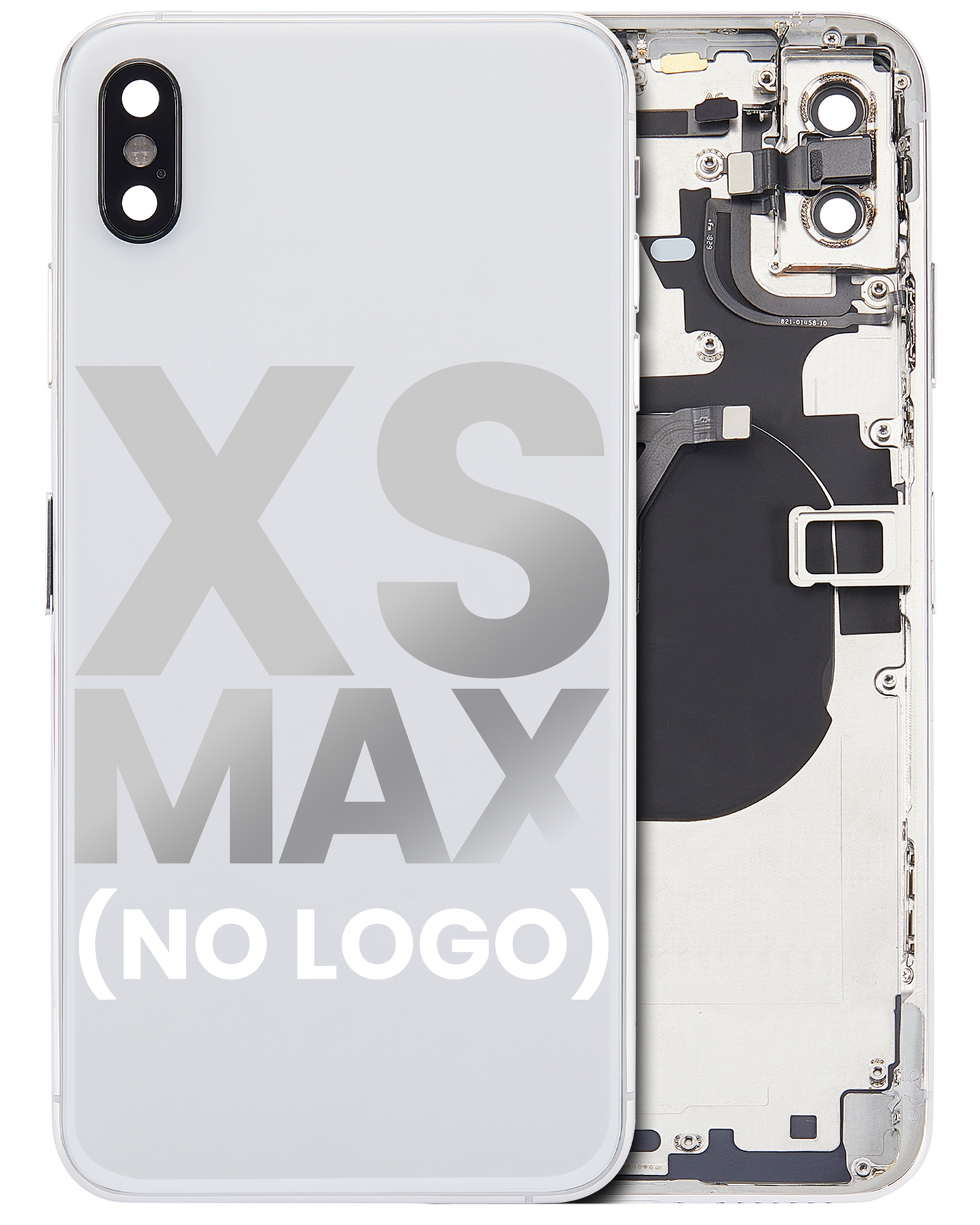 Back Housing W/ Small Components Pre-Installed For iPhone XS Max (No Logo) (Aftermarket Plus) (Silver)