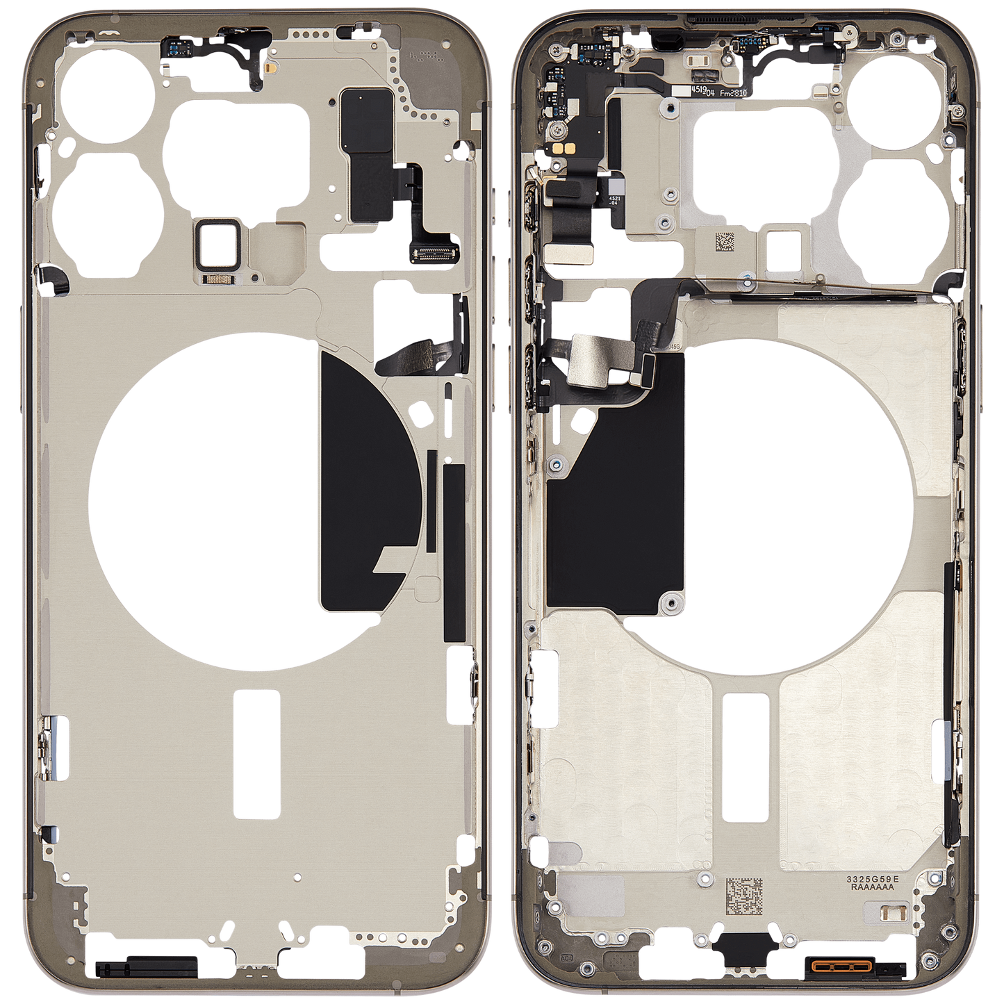 Mid-Frame Housing W/ Small Parts For iPhone 15 Pro Max (US Version) (Used OEM Pull: Grade A) (Natural Titanium)