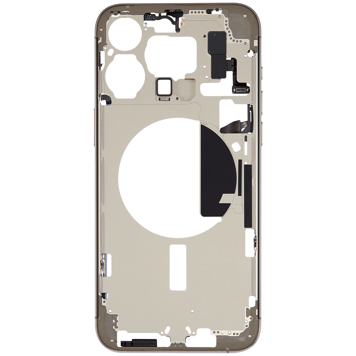Mid-Frame Housing W/ Small Parts For iPhone 15 Pro Max (US Version) (Used OEM Pull: Grade A) (Natural Titanium)