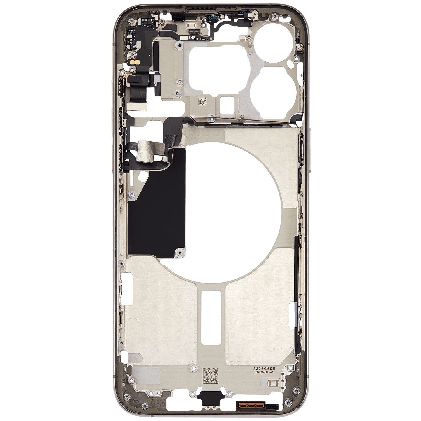 Mid-Frame Housing W/ Small Parts For iPhone 15 Pro Max (US Version) (Used OEM Pull: Grade A) (Natural Titanium)