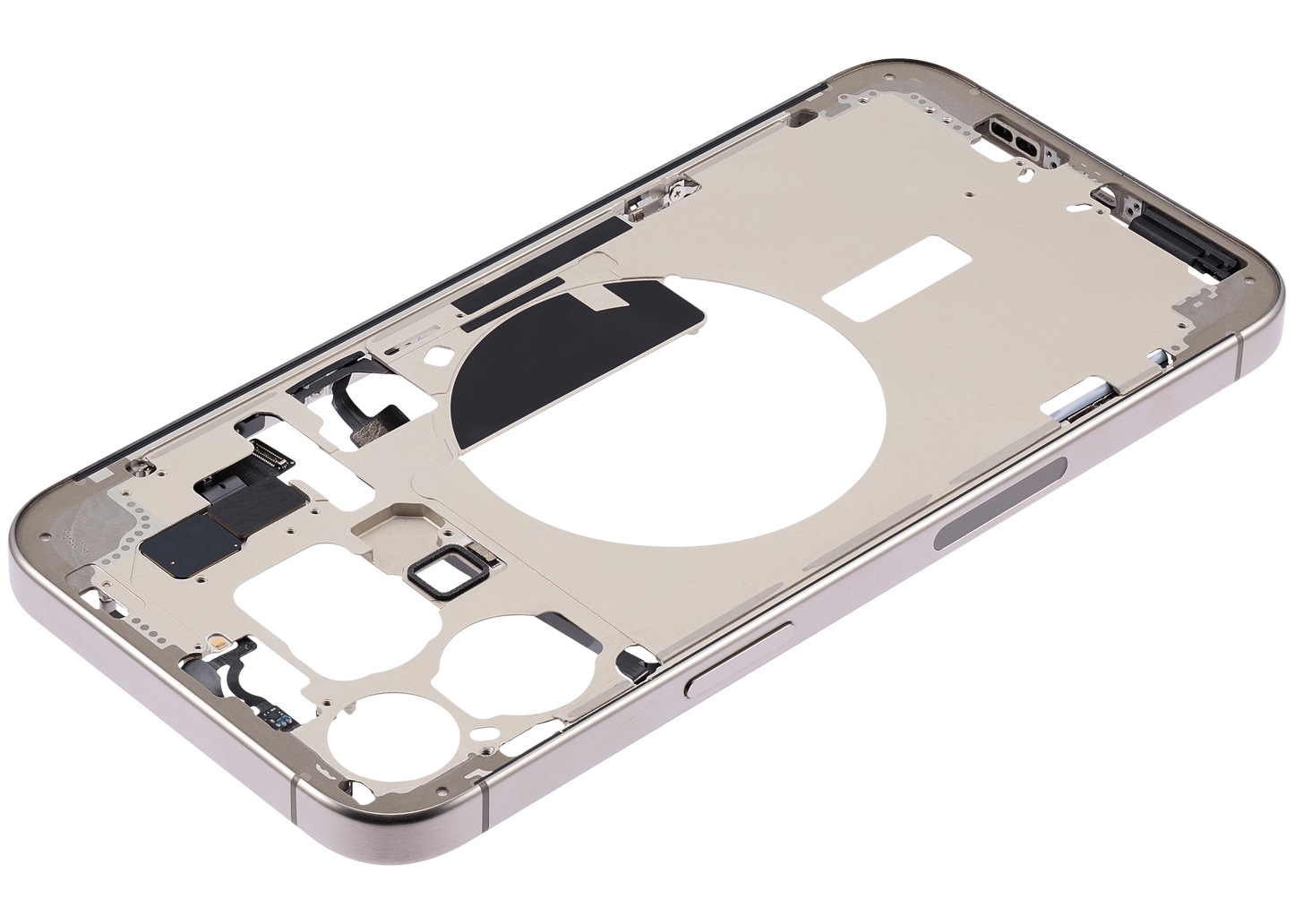 Mid-Frame Housing W/ Small Parts For iPhone 15 Pro Max (US Version) (Used OEM Pull: Grade A) (Natural Titanium)