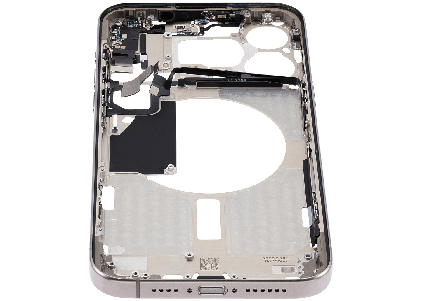 Mid-Frame Housing W/ Small Parts For iPhone 15 Pro Max (US Version) (Used OEM Pull: Grade A) (Natural Titanium)