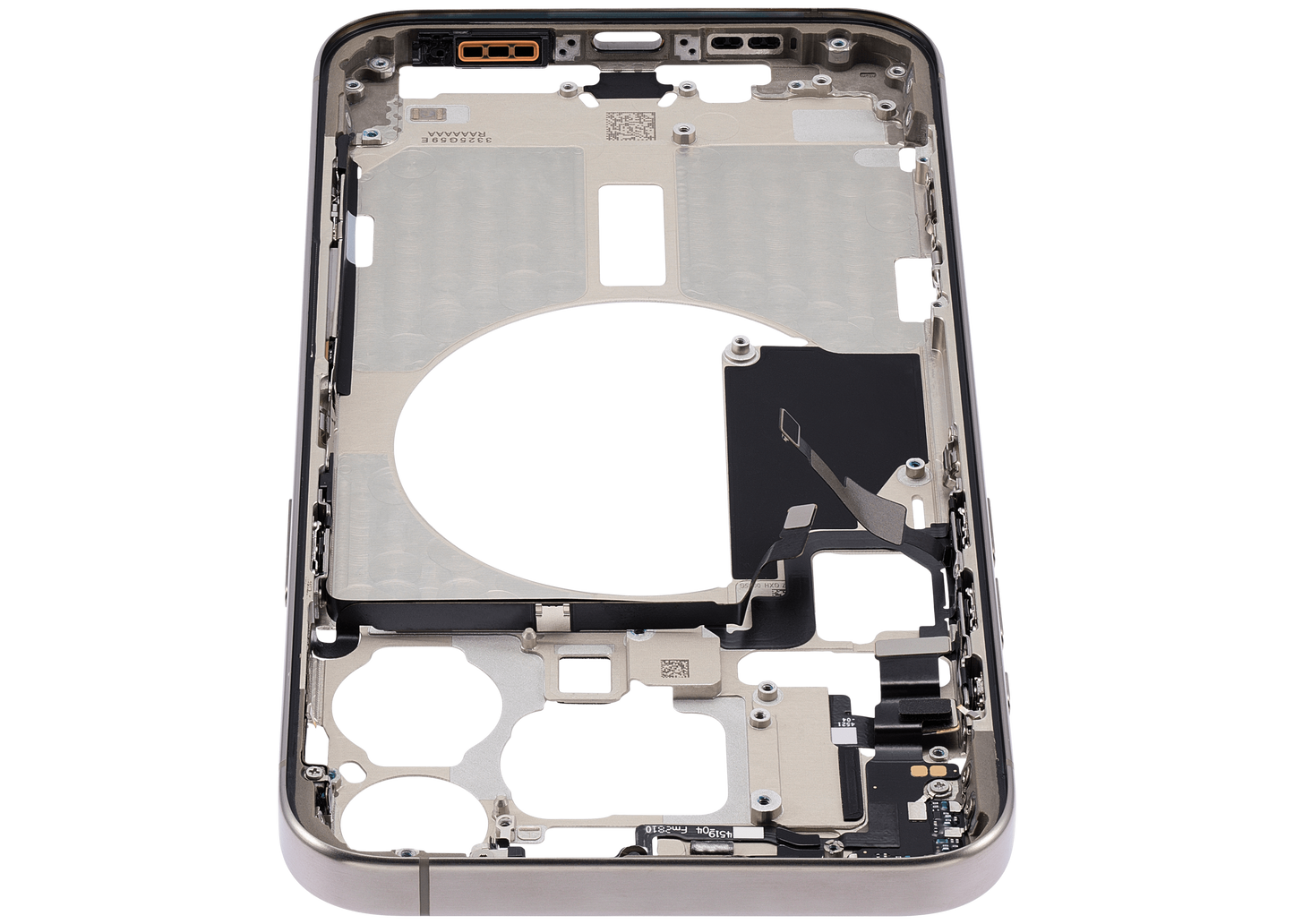 Mid-Frame Housing W/ Small Parts For iPhone 15 Pro Max (US Version) (Used OEM Pull: Grade A) (Natural Titanium)