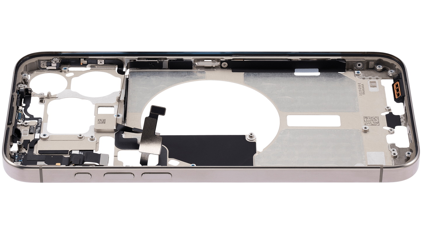 Mid-Frame Housing W/ Small Parts For iPhone 15 Pro Max (US Version) (Used OEM Pull: Grade A) (Natural Titanium)