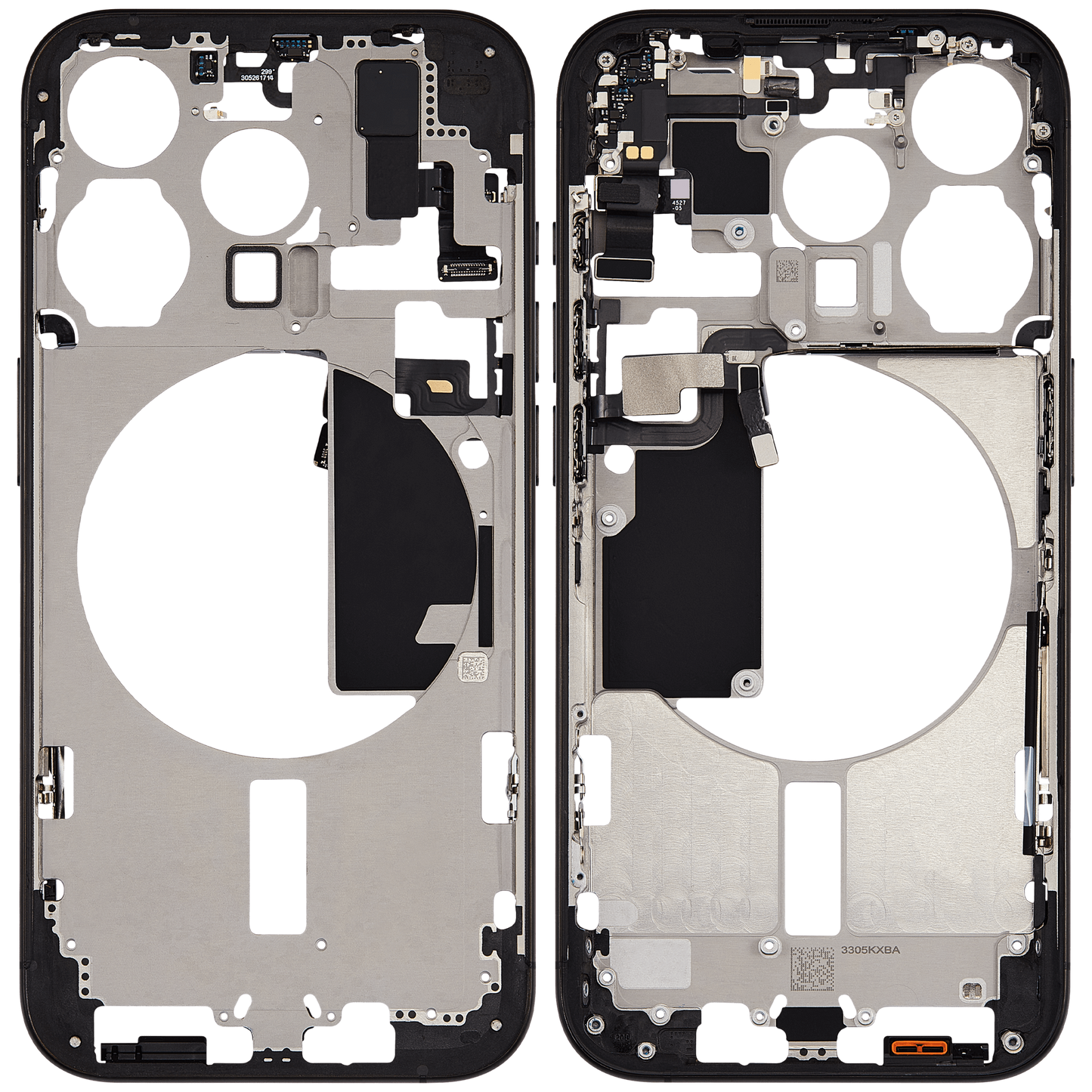 Mid-Frame Housing W/ Small Parts For iPhone 15 Pro (US Version) (Used OEM Pull: Grade A) (Black Titanium)
