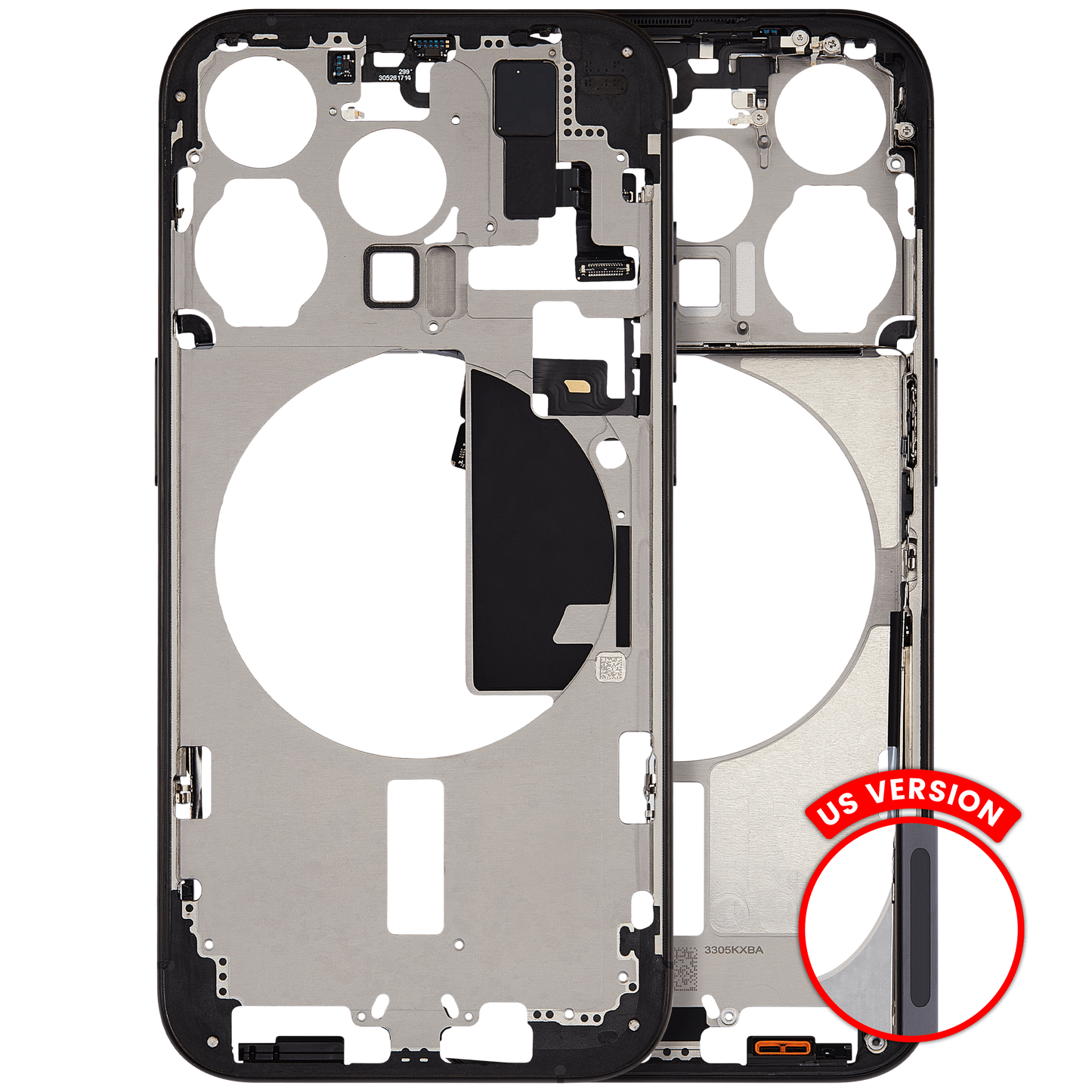 Mid-Frame Housing W/ Small Parts For iPhone 15 Pro (US Version) (Used OEM Pull: Grade A) (Black Titanium)