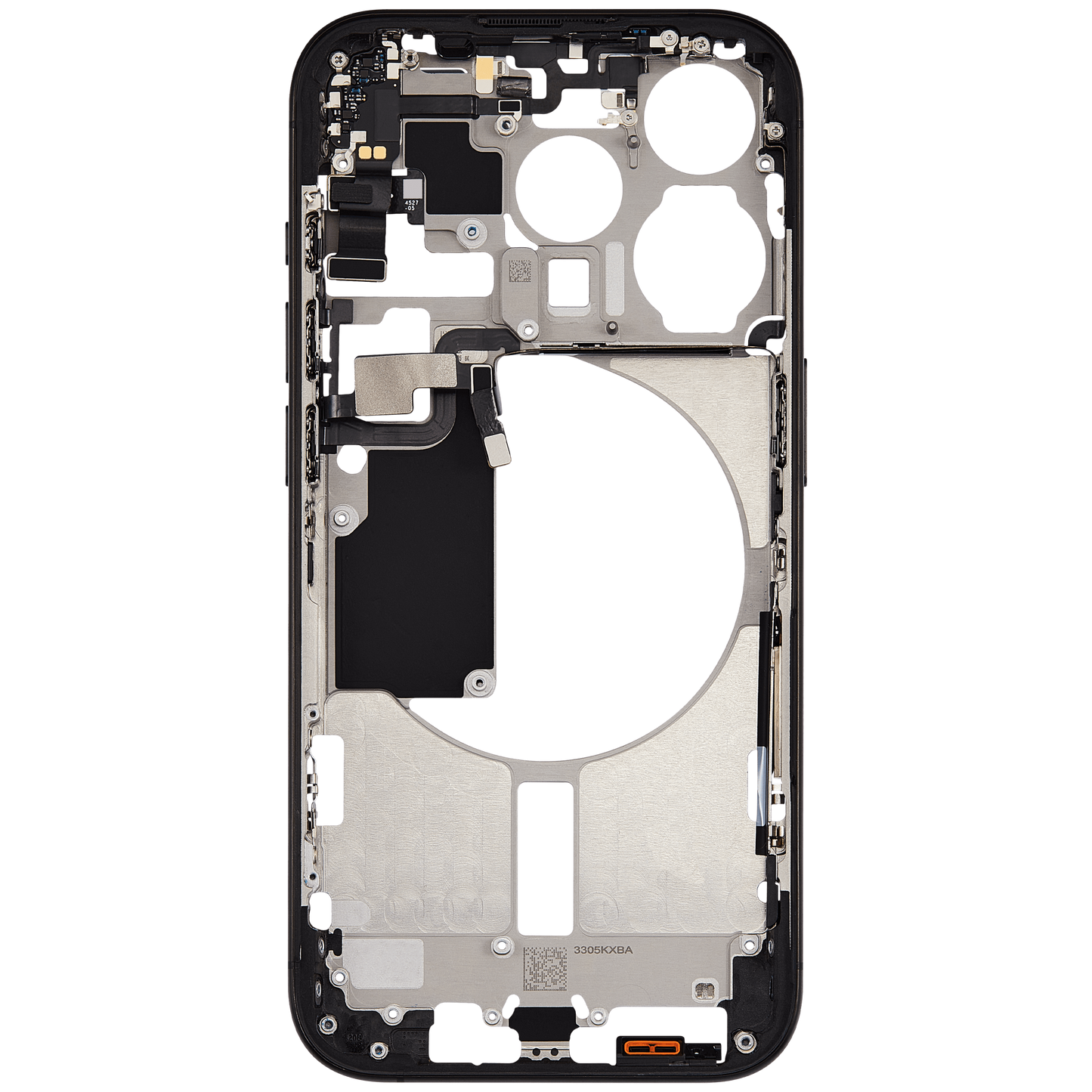 Mid-Frame Housing W/ Small Parts For iPhone 15 Pro (US Version) (Used OEM Pull: Grade A) (Black Titanium)
