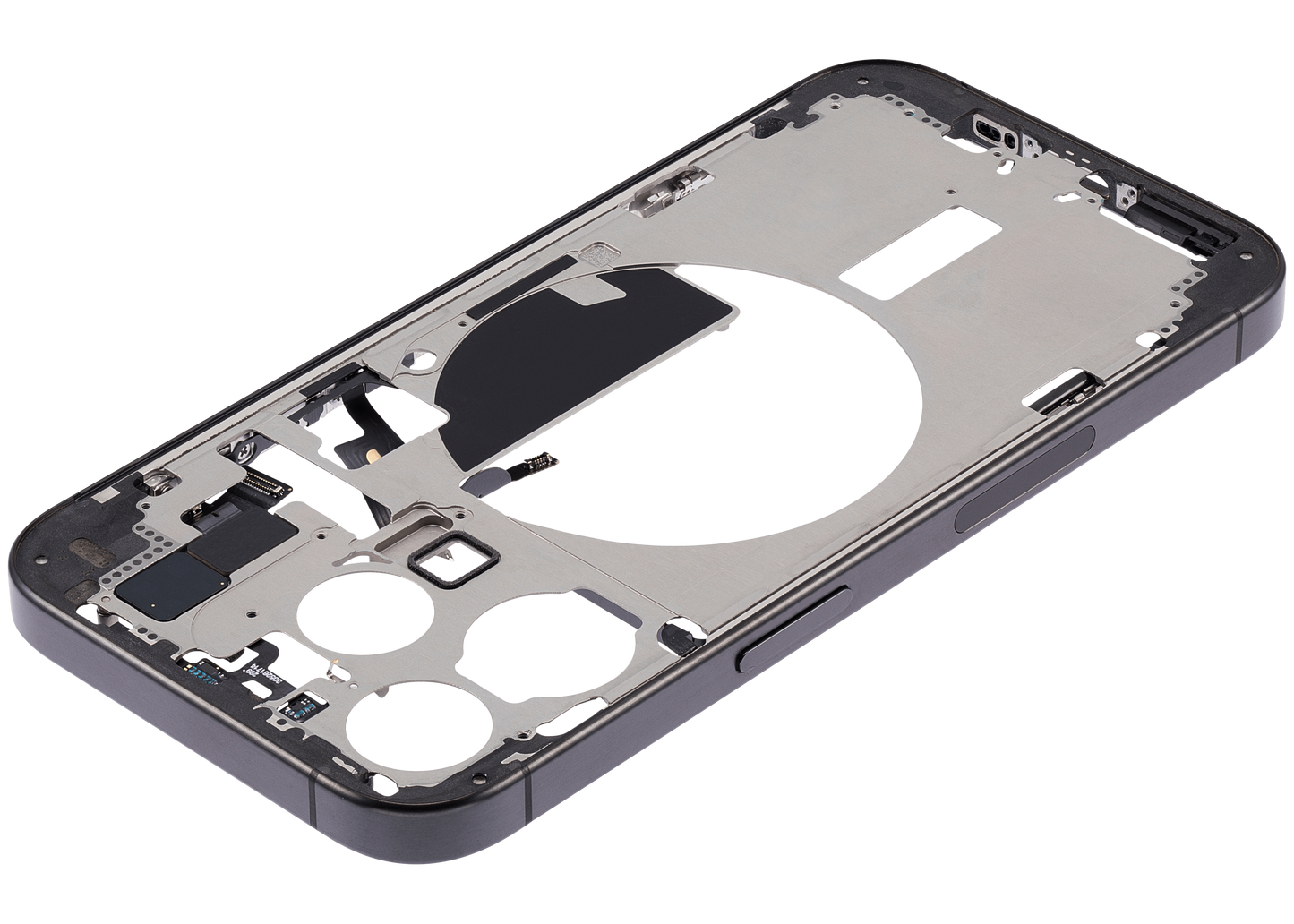 Mid-Frame Housing W/ Small Parts For iPhone 15 Pro (US Version) (Used OEM Pull: Grade A) (Black Titanium)