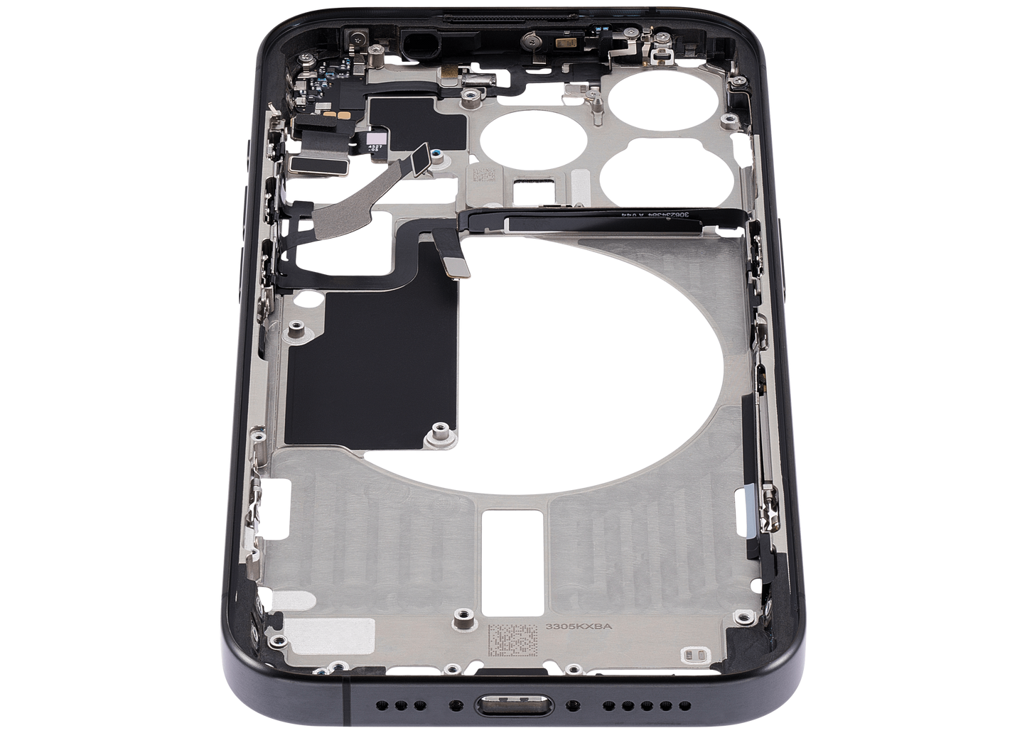 Mid-Frame Housing W/ Small Parts For iPhone 15 Pro (US Version) (Used OEM Pull: Grade A) (Black Titanium)