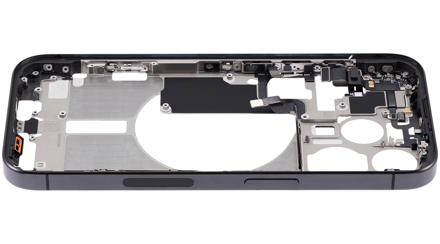 Mid-Frame Housing W/ Small Parts For iPhone 15 Pro (US Version) (Used OEM Pull: Grade A) (Black Titanium)