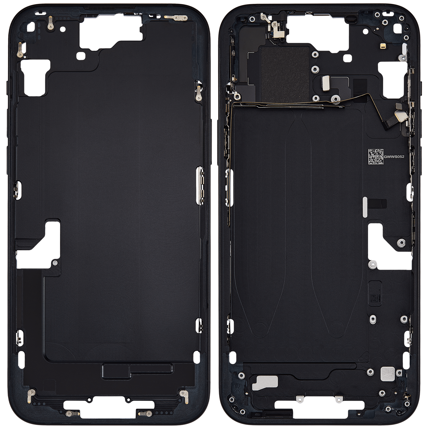 Mid-Frame Housing W/ Small Parts For iPhone 15 Plus (US Version) (Used OEM Pull: Grade A) (Black)