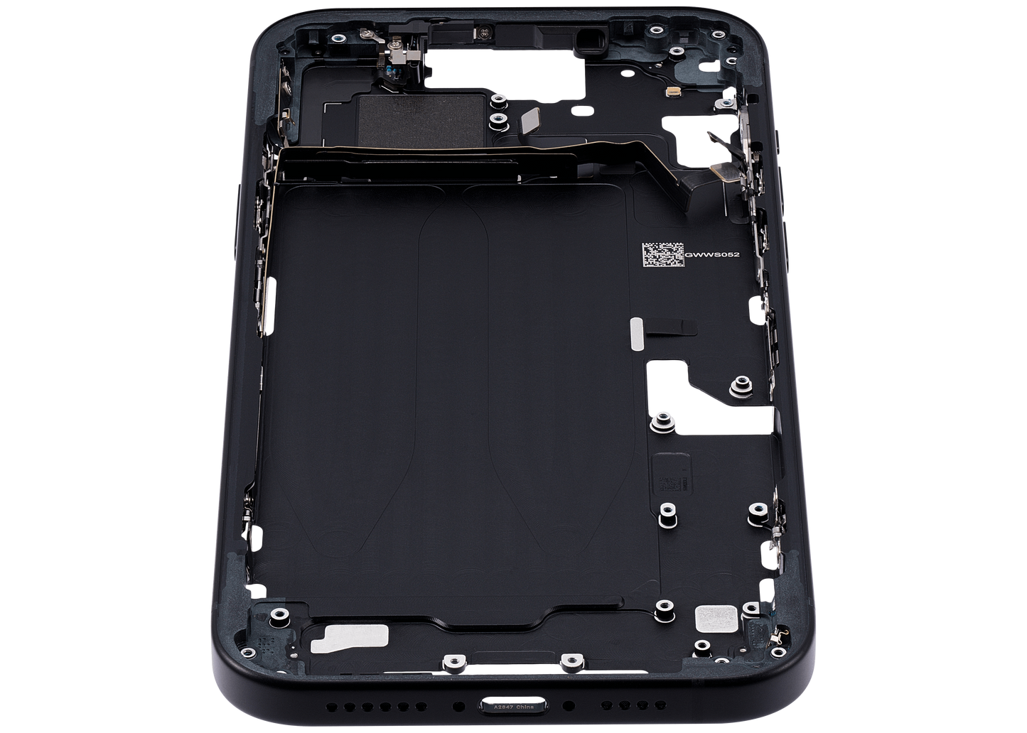 Mid-Frame Housing W/ Small Parts For iPhone 15 Plus (US Version) (Used OEM Pull: Grade A) (Black)