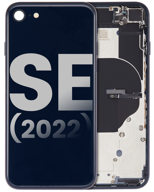 Back Housing W/ Small Components Pre-Installed For iPhone SE (2022) (Used OEM Pull: Grade A) (Midnight)