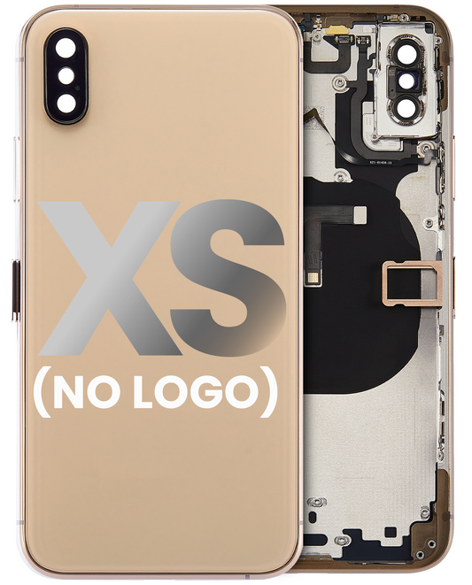 Back Housing W/ Small Components Pre-Installed For iPhone XS (No Logo) (Aftermarket Plus) (Gold)