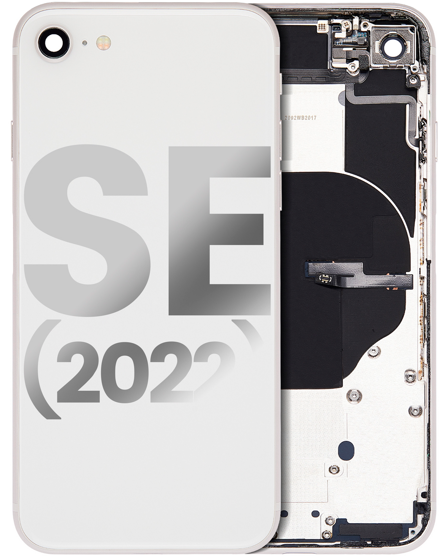 Back Housing W/ Small Components Pre-Installed For iPhone SE (2022) (Used OEM Pull: Grade C) (Starlight)