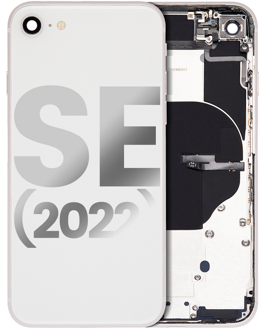 Back Housing W/ Small Components Pre-Installed For iPhone SE (2022) (Used OEM Pull: Grade C) (Starlight)