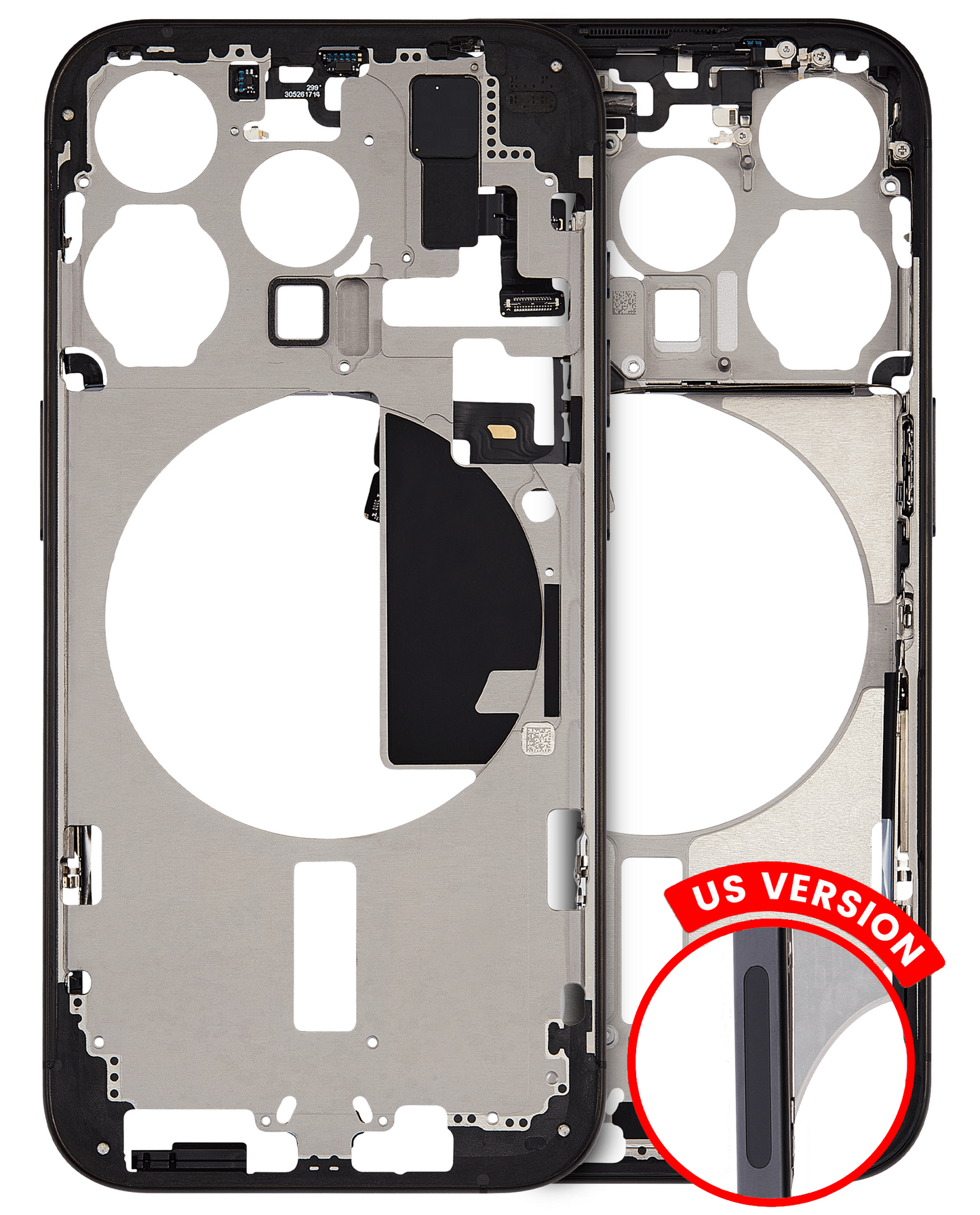 Mid-Frame Housing W/ Small Parts For iPhone 15 Pro (US Version) (Used OEM Pull: Grade A) (Black Titanium)